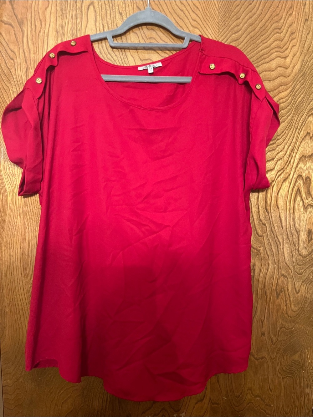 2x Women’s Button-Shoulder Short Sleeve Top - Red